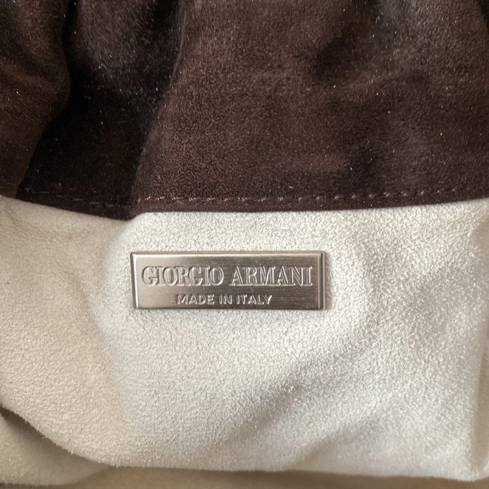 Giorgio Armani Suede Shoulder Bag Purse Chocolate Brown - Picture 6 of 9